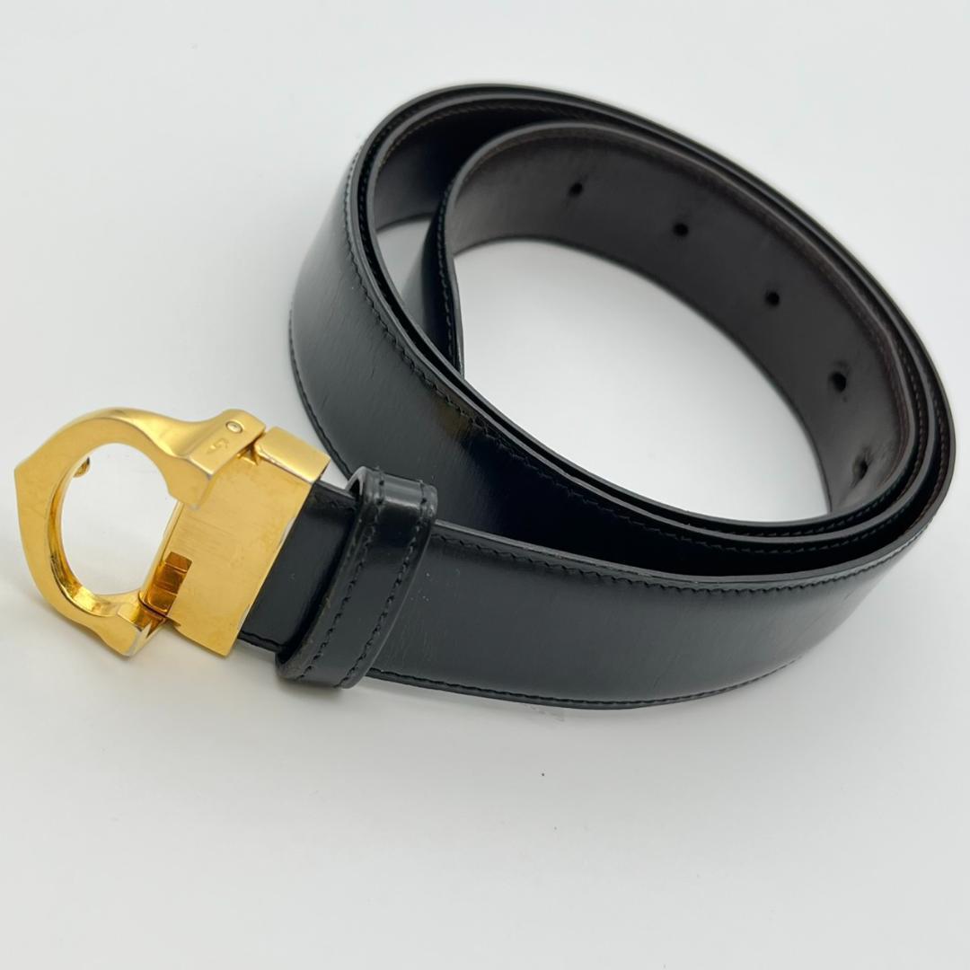 カルティエ ベルト マストライン ブラック ロゴ金具 ゴールド メンズ レザー