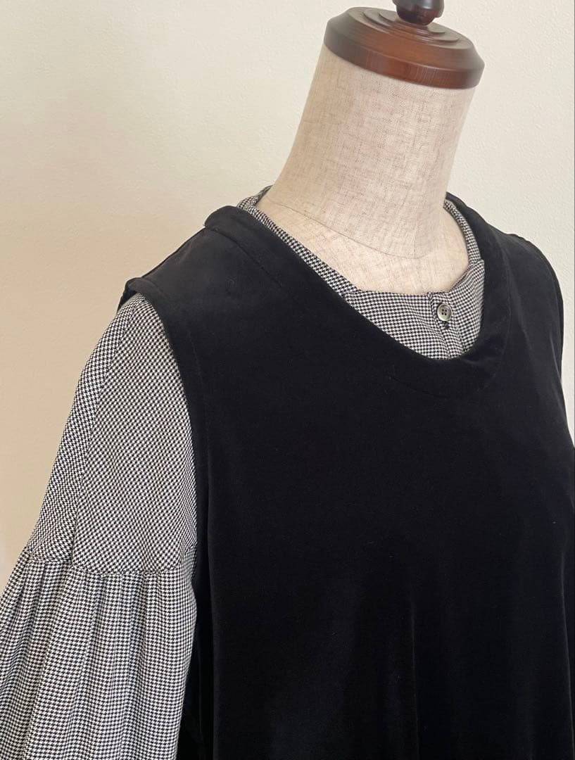 完売【リゼッタ】千鳥格子柄のブラウス『パメラ』　日本製