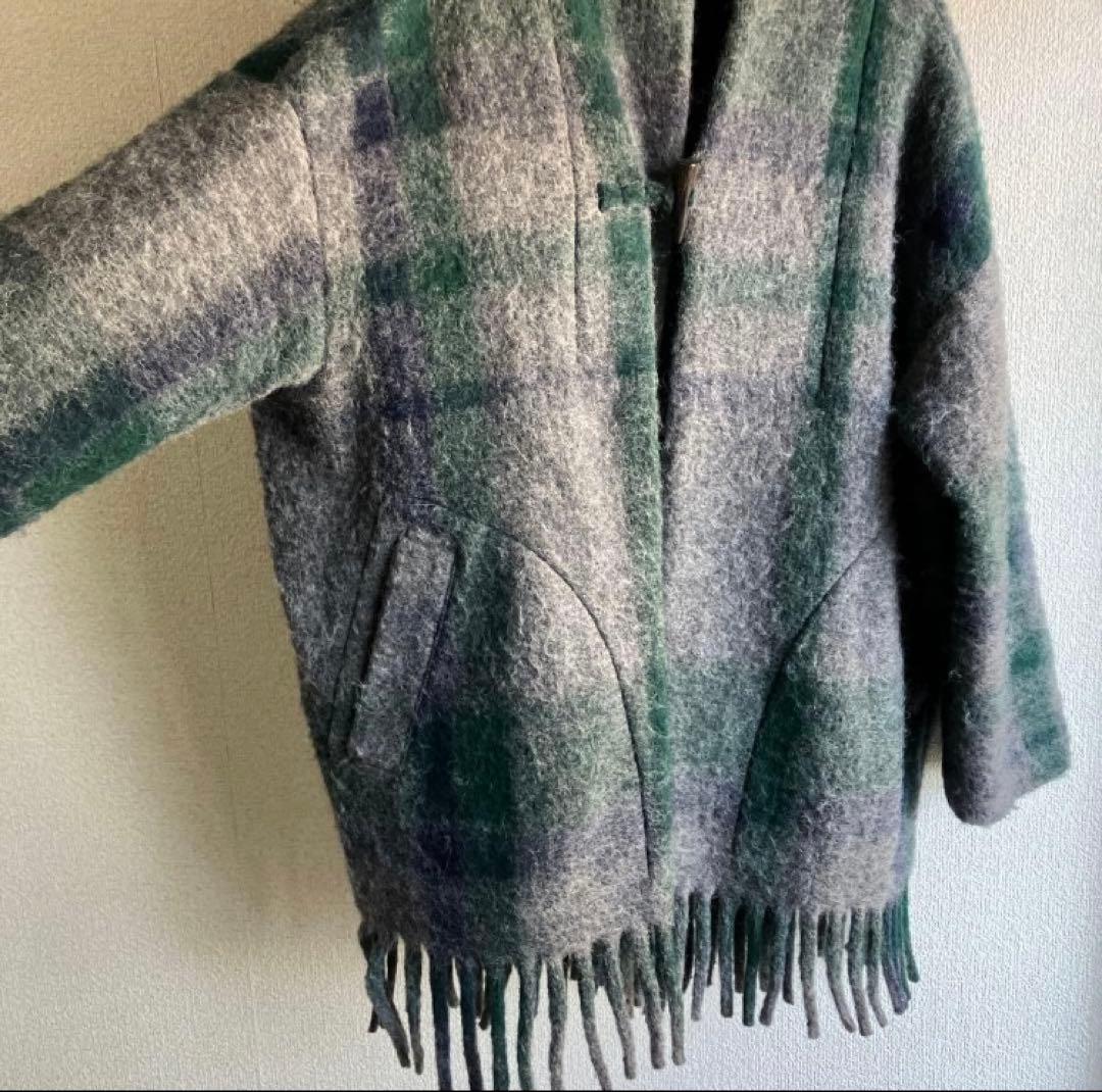 値下げ【美品】plantation ビッグチェックフリンジ　コート