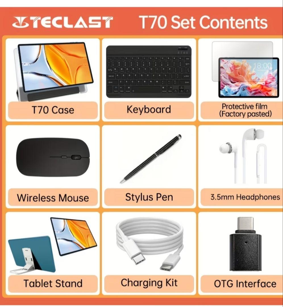 【新品未使用】TECLAST T70 14インチタブレット アクセサリー9点付