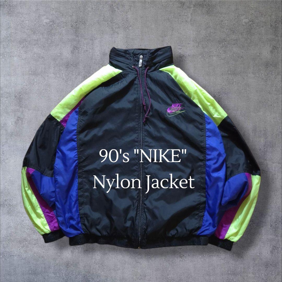 90s 銀タグ NIKE ナイキ ナイロンジャケット スウッシュ刺繍ロゴ