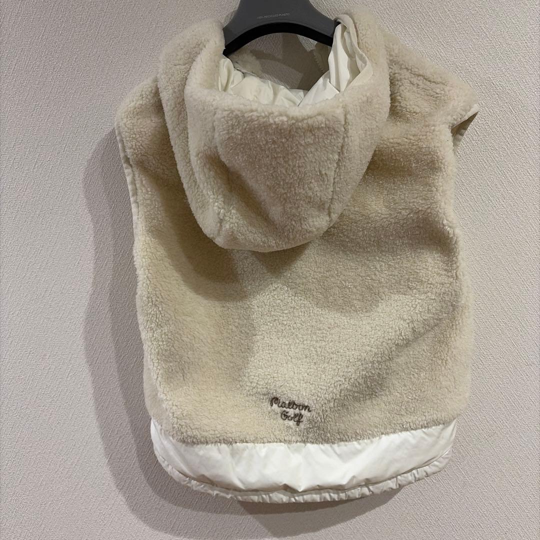 Malbon Golf フード付きリバーシブル　ダウンベスト アイボリーM