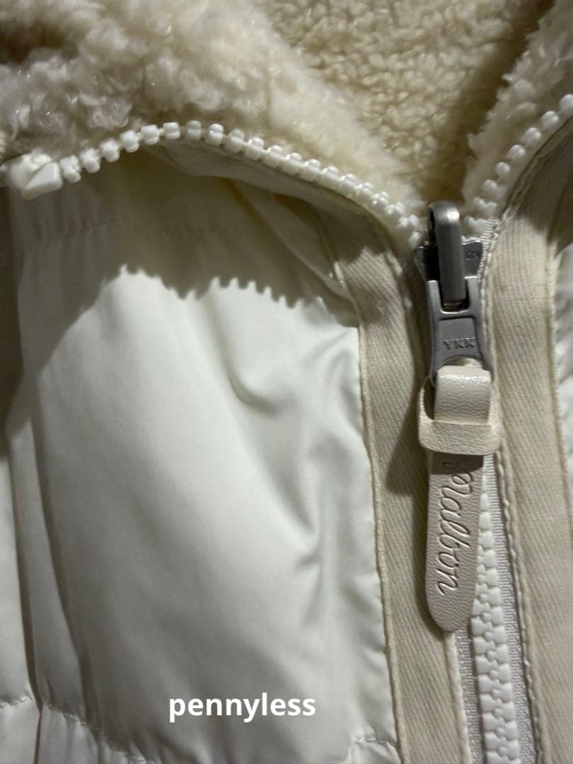 Malbon Golf フード付きリバーシブル　ダウンベスト アイボリーM