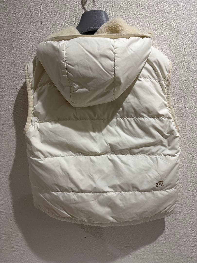 Malbon Golf フード付きリバーシブル　ダウンベスト アイボリーM
