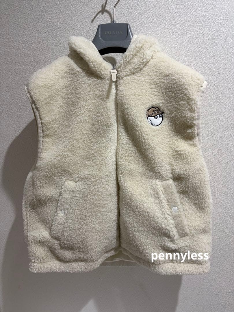 Malbon Golf フード付きリバーシブル　ダウンベスト アイボリーM