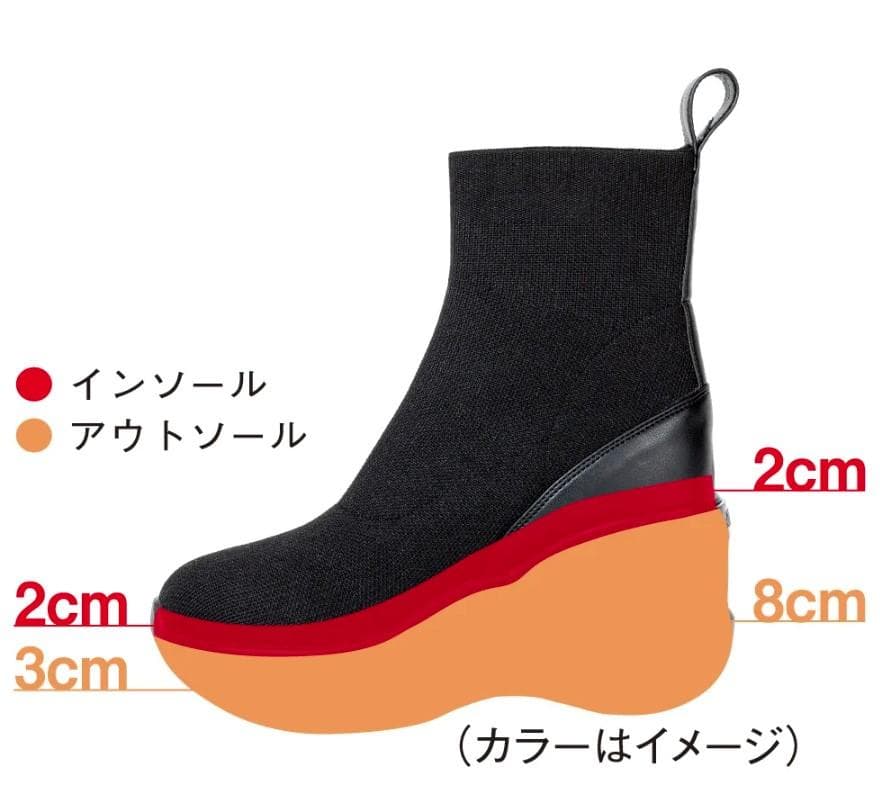 Fluffy様　足長効果抜群　10cmヒール　ニットブーツ　中敷きふかふか