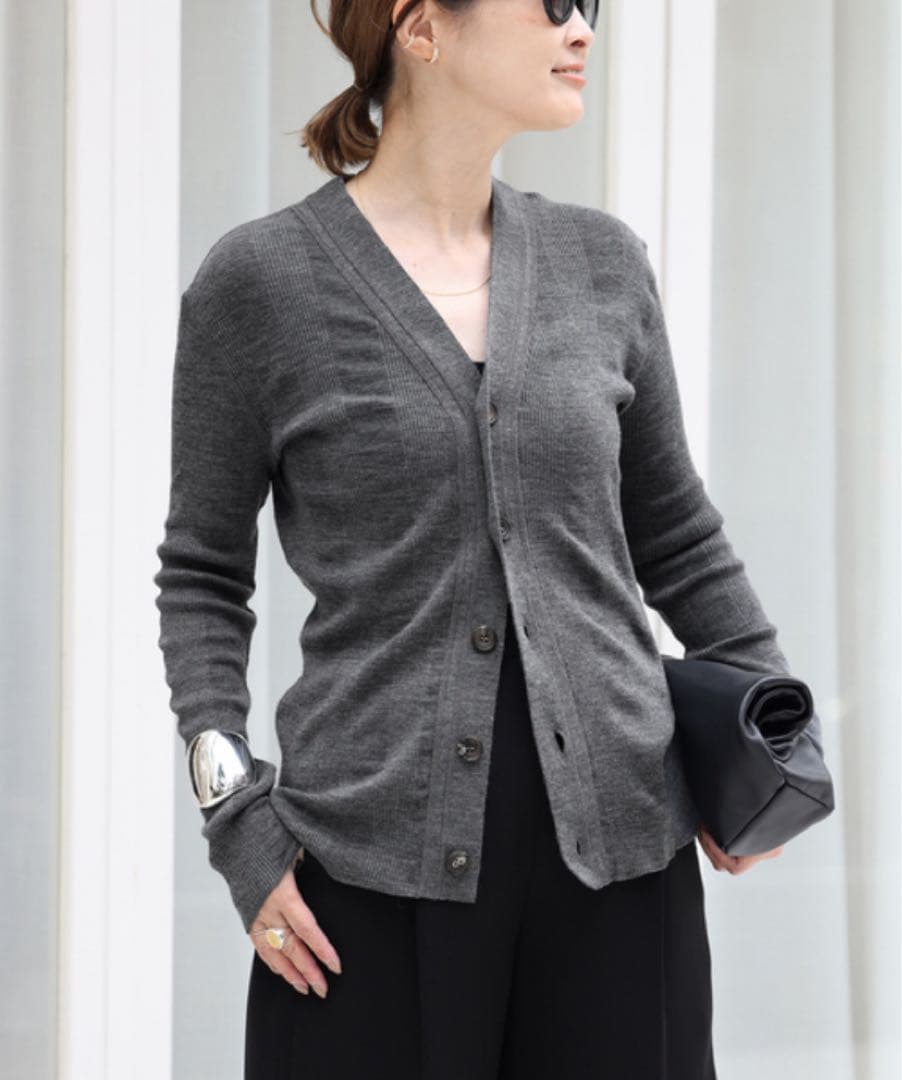 【美品】ドゥーズィエムクラス✨*Candid カーディガンニット　チャコグレー