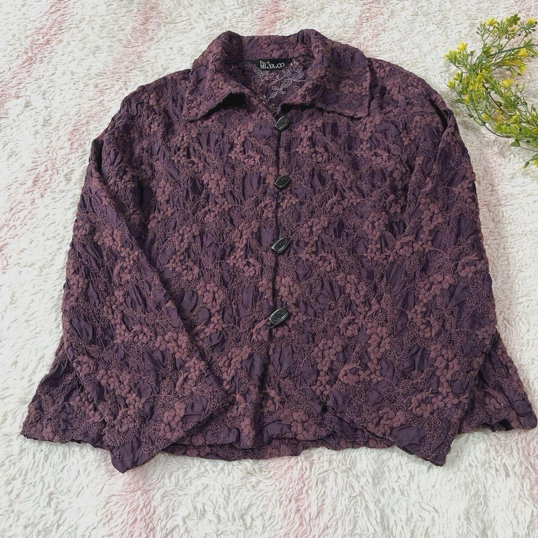 Reve de MIYACO ☆絹100% 総刺繍ブラウス 羽織り☆Fサイズ