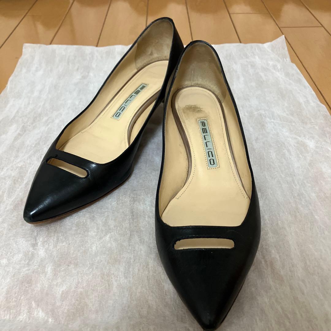 PELLICO ブラック ポインテッドトゥ