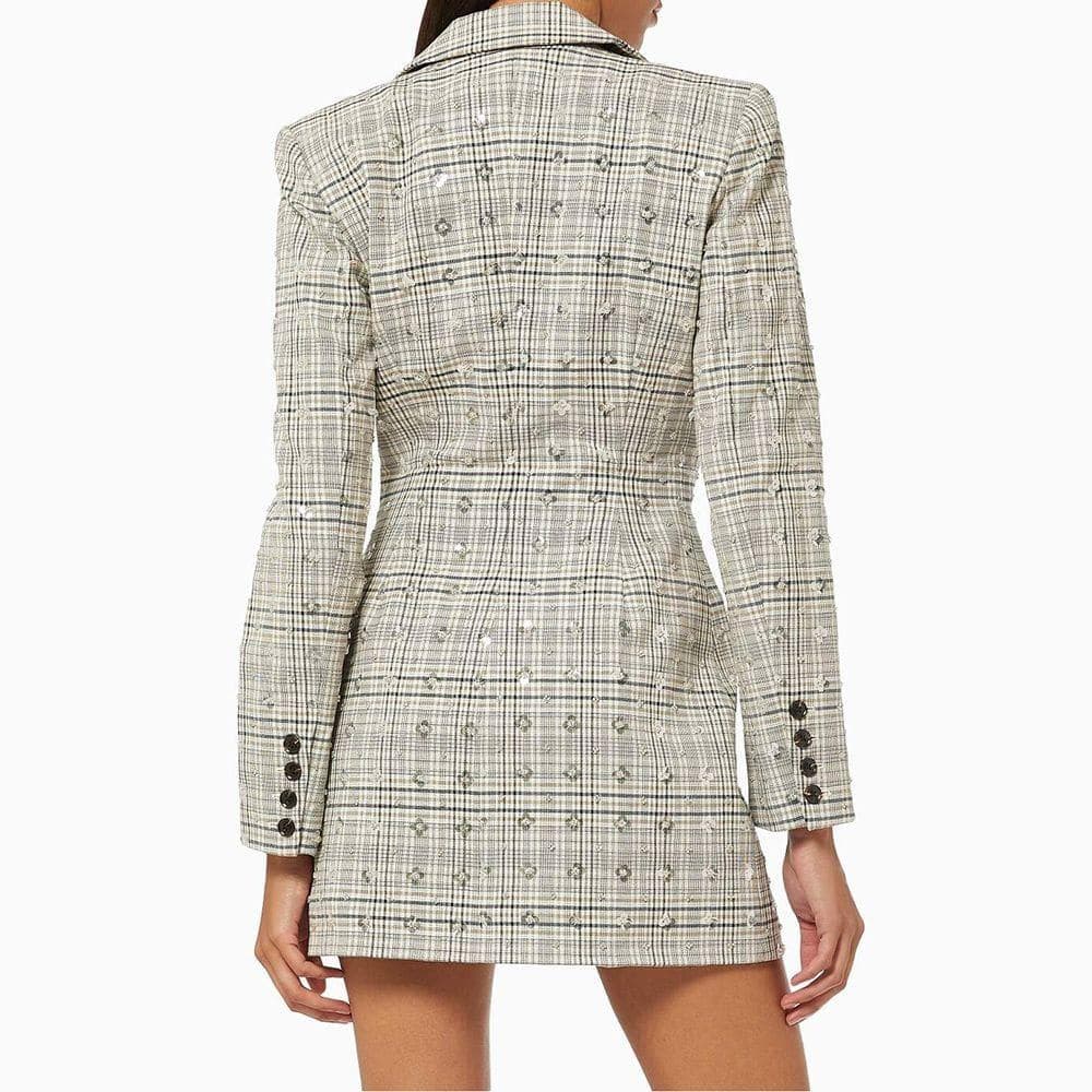 M*G様 セルフポートレイト ブレザー ワンピース チェック柄 グレー UK4