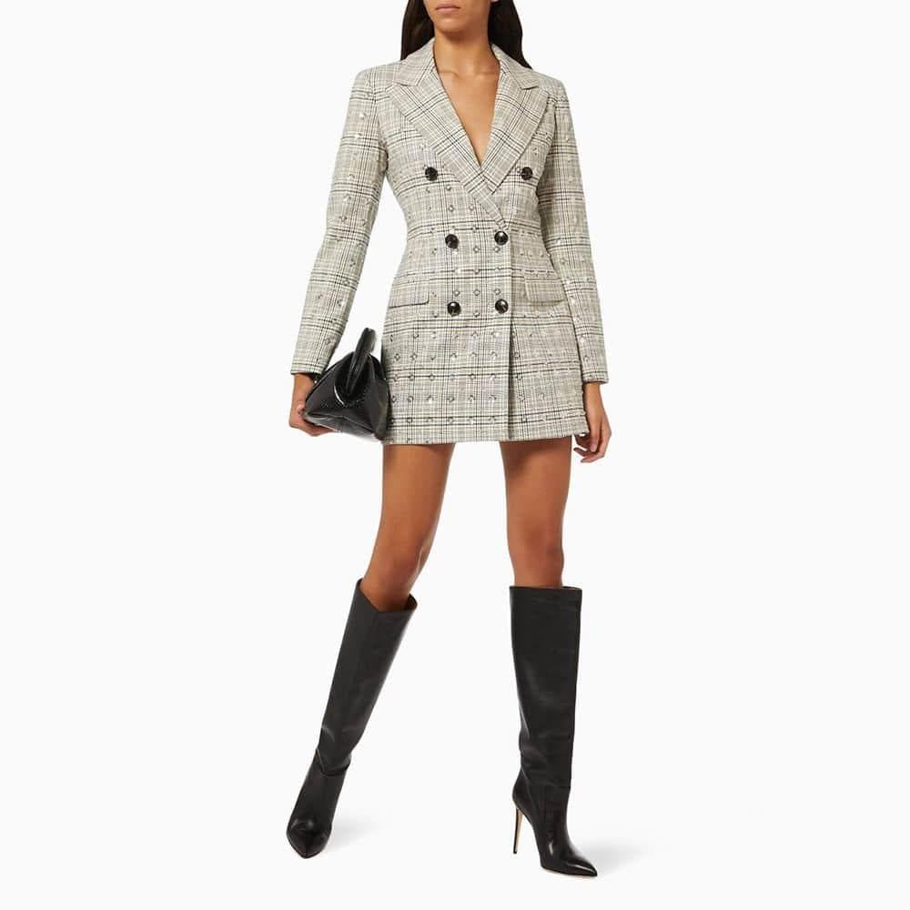 M*G様 セルフポートレイト ブレザー ワンピース チェック柄 グレー UK4