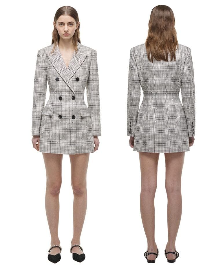 M*G様 セルフポートレイト ブレザー ワンピース チェック柄 グレー UK4