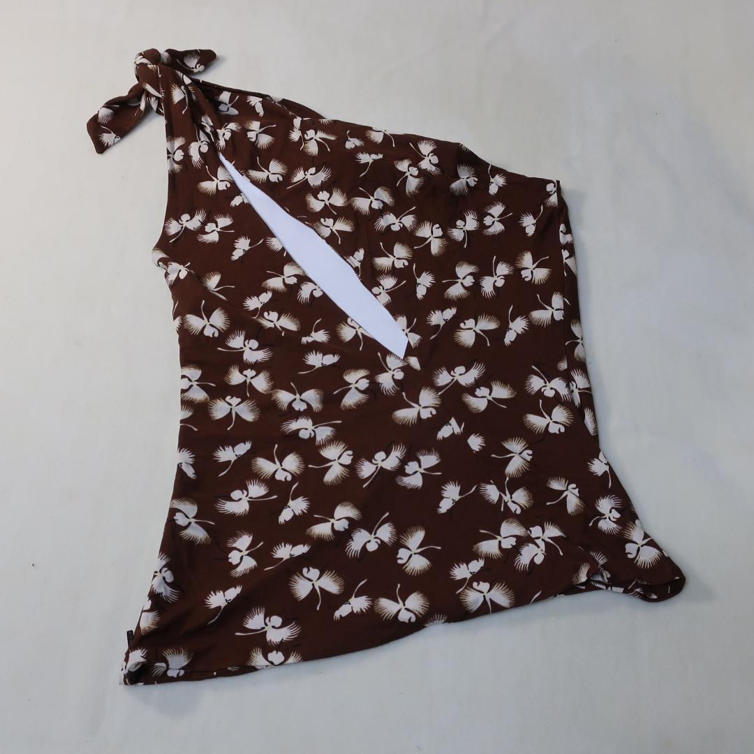 新品未着用　GUCCI ワンショルダーキャミソール 　ブラウン　シルク