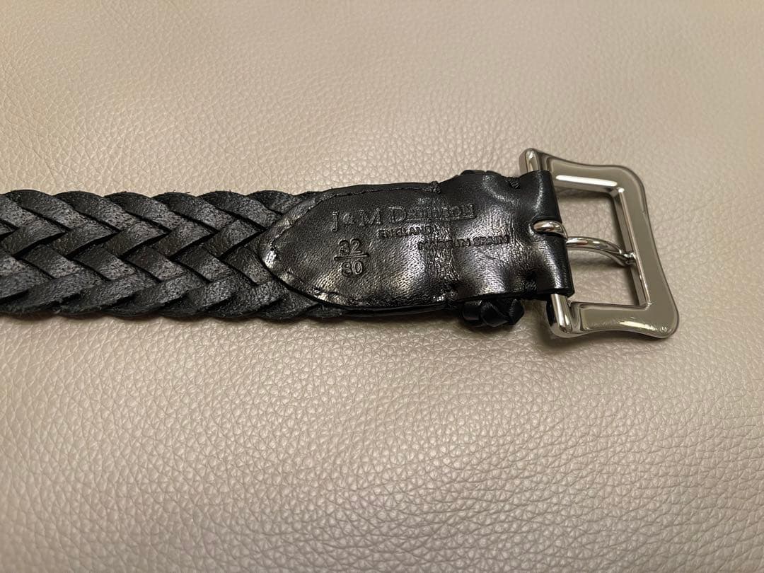 J &M DAVIDSON編み込みデザイン ブラック ベルト 32/80