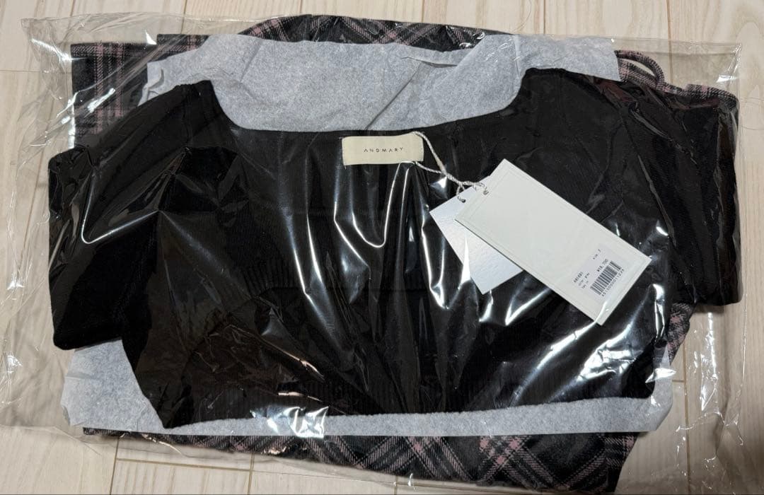 ワンピース andmary Selena check mini dress gray