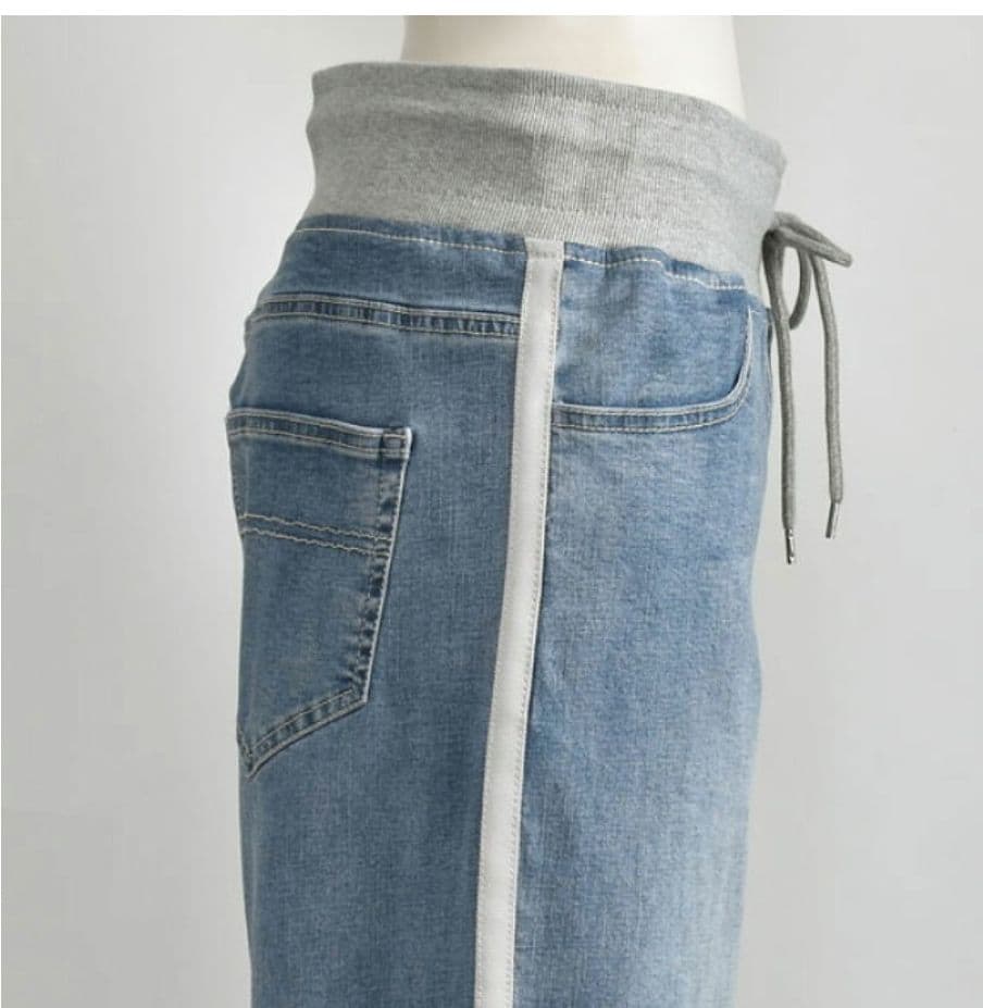 ワイドレッグデニムパンツ ライトブルー