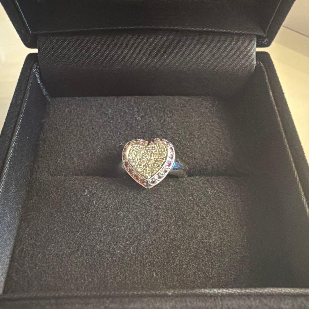 ハート型　ホワイトゴールド　指輪　超美品