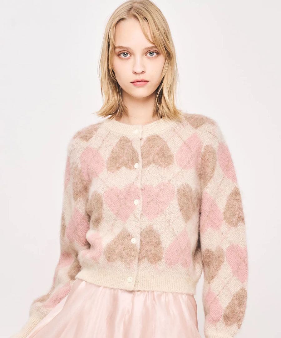 DEICY デイシー ハートアーガイルカーディガン ピンク新品