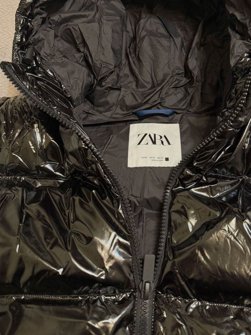 【美品】ZARA ザラ 超光沢 ダウンベスト フード M y2k 中綿