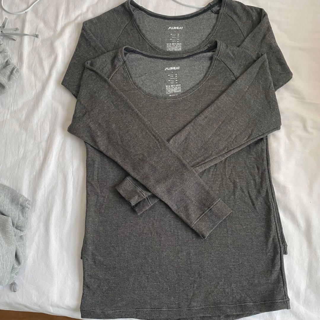 カタログハウス✴︎フジヒート標準シャツ✴︎女性用L✴︎チャコール2枚セット