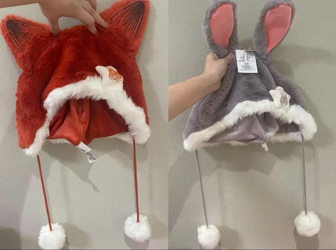 上海ディズニー 正規品限定ズートピア ニック ジュディ ファンキャップ 帽子2点