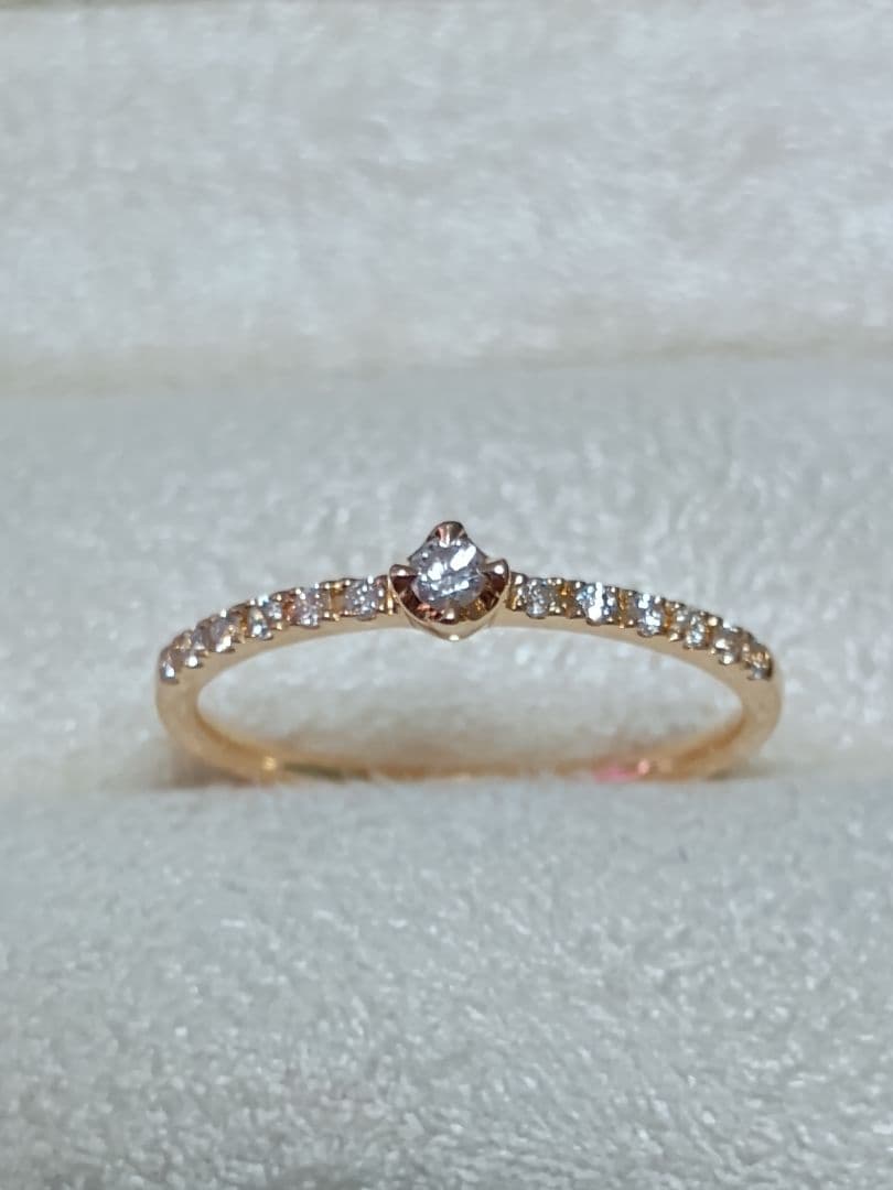 ヴァンドーム青山 K18YG ダイヤモンド 一粒ダイヤ ハーフエタニティ リング