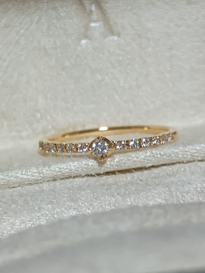 ヴァンドーム青山 K18YG ダイヤモンド 一粒ダイヤ ハーフエタニティ リング