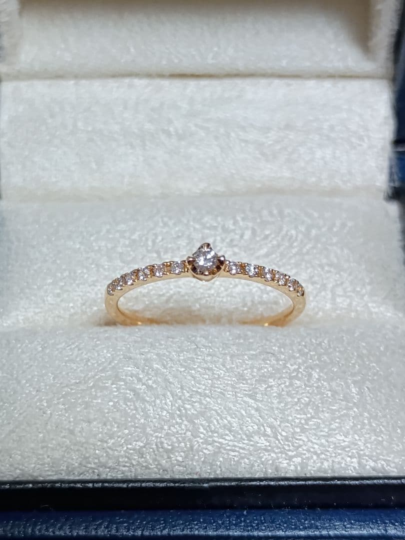 ヴァンドーム青山 K18YG ダイヤモンド 一粒ダイヤ ハーフエタニティ リング