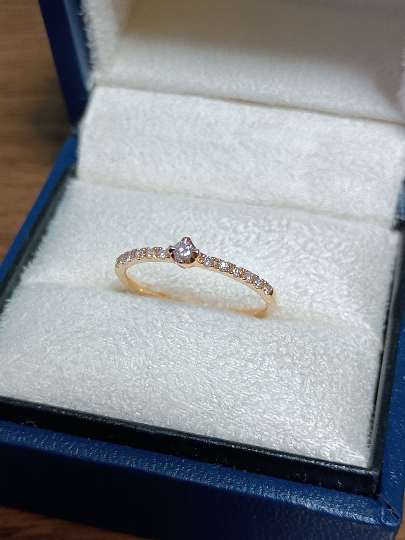 ヴァンドーム青山 K18YG ダイヤモンド 一粒ダイヤ ハーフエタニティ リング