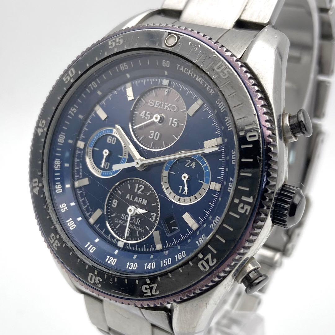 【稼動品】SEIKO クロノグラフ ソーラー 腕時計 V174-0AD0