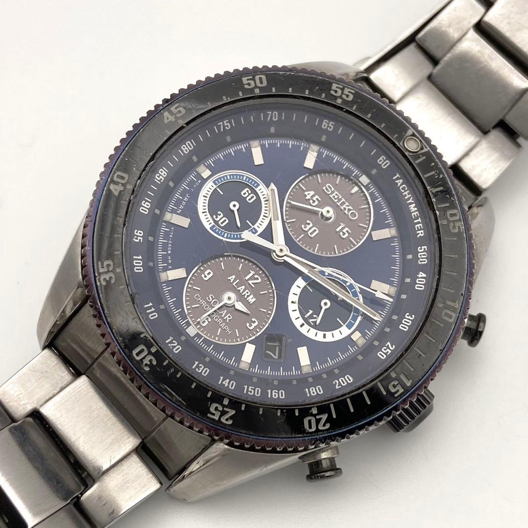 【稼動品】SEIKO クロノグラフ ソーラー 腕時計 V174-0AD0