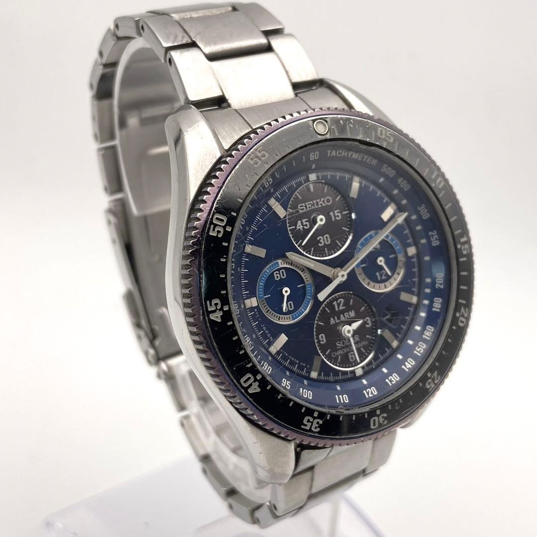 【稼動品】SEIKO クロノグラフ ソーラー 腕時計 V174-0AD0