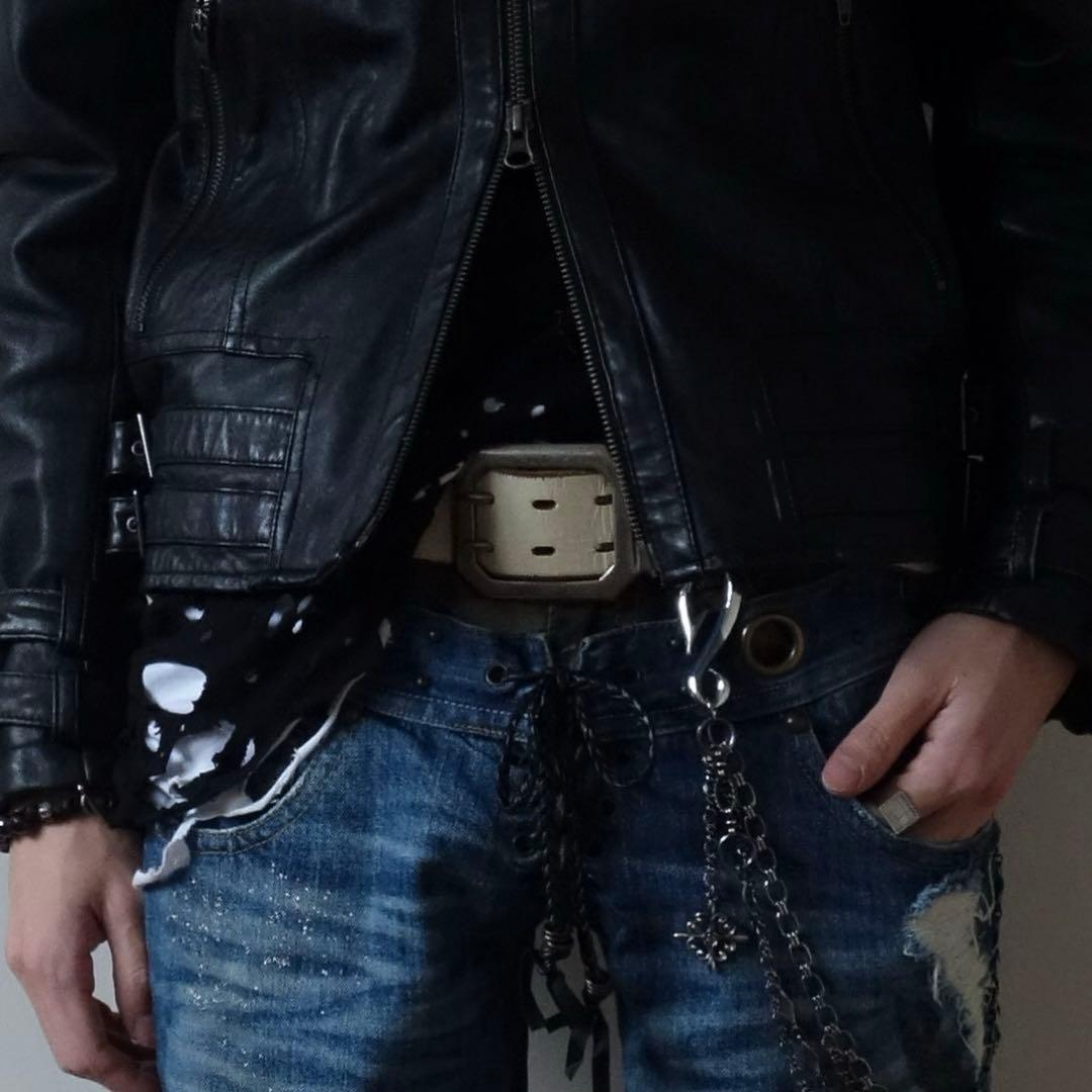 00s PPFM Python Leather Studded Belt 二連