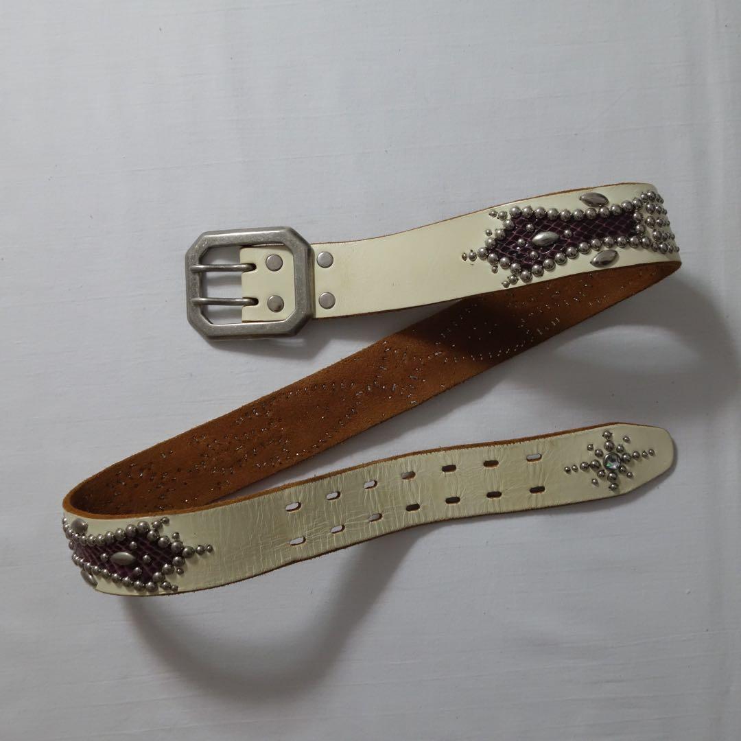 00s PPFM Python Leather Studded Belt 二連