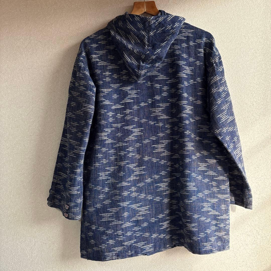 うさとの服  usaato ヘンプコットン 紫絣 フード付コート新品タグ付