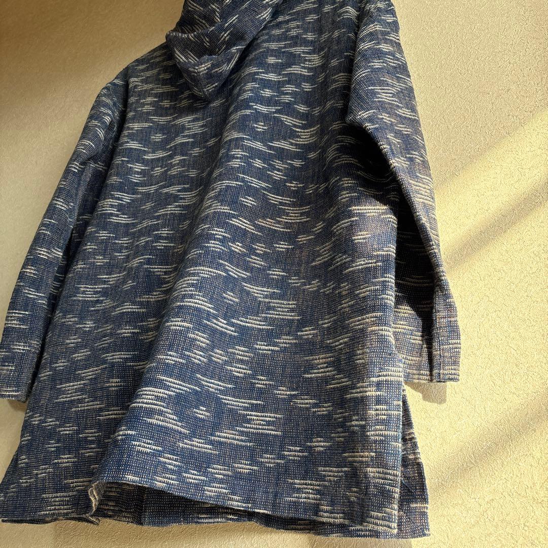 うさとの服  usaato ヘンプコットン 紫絣 フード付コート新品タグ付