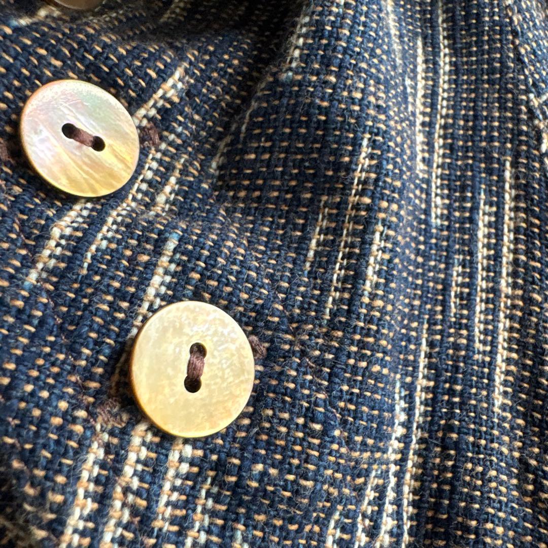 うさとの服  usaato ヘンプコットン 紫絣 フード付コート新品タグ付