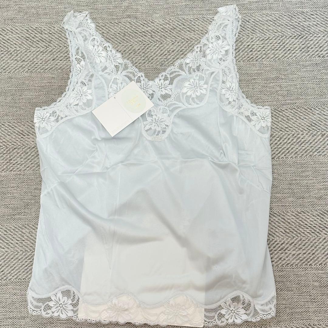 美品　Christian Dior レースキャミソール　ライトブルー