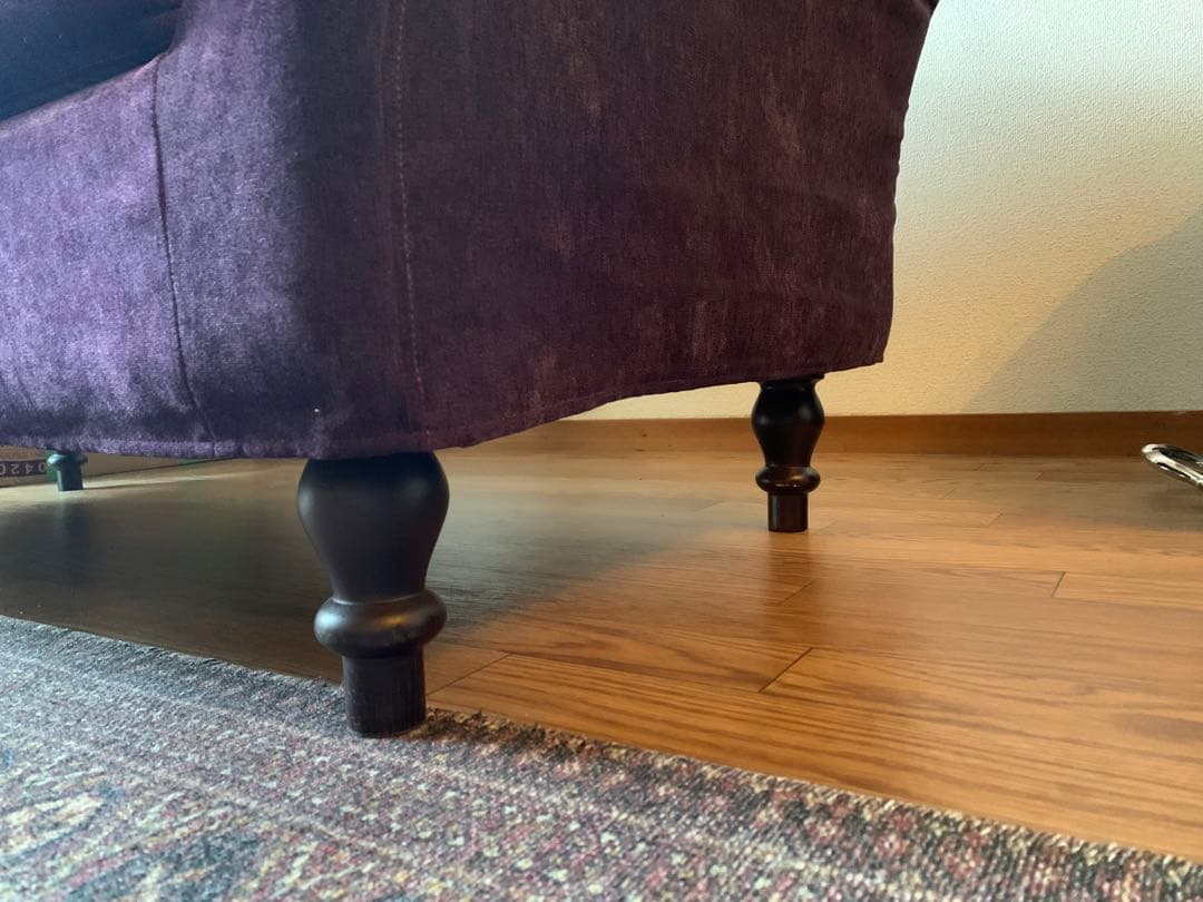 【2人掛け紫色】ファブリックカウチソファ