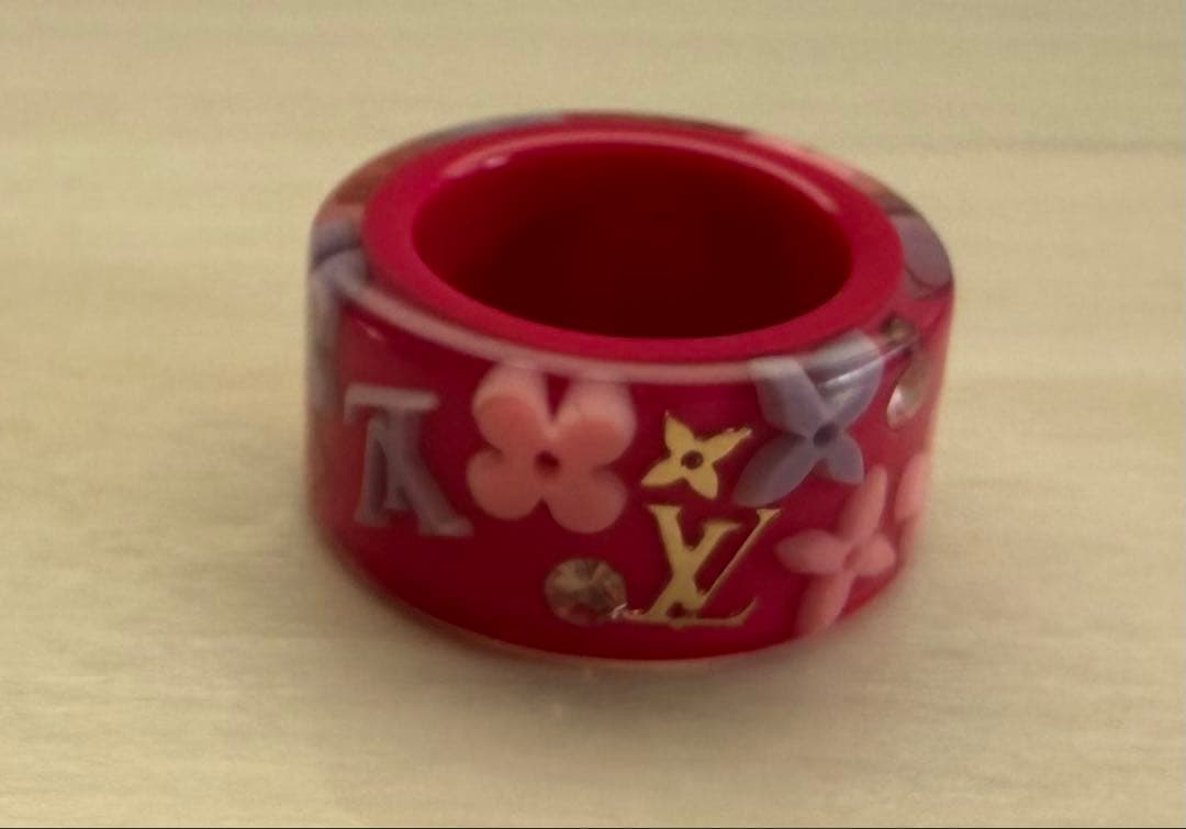LOUIS VUITTON ルイヴィトン 花柄デザイン リング Sサイズ ピンク