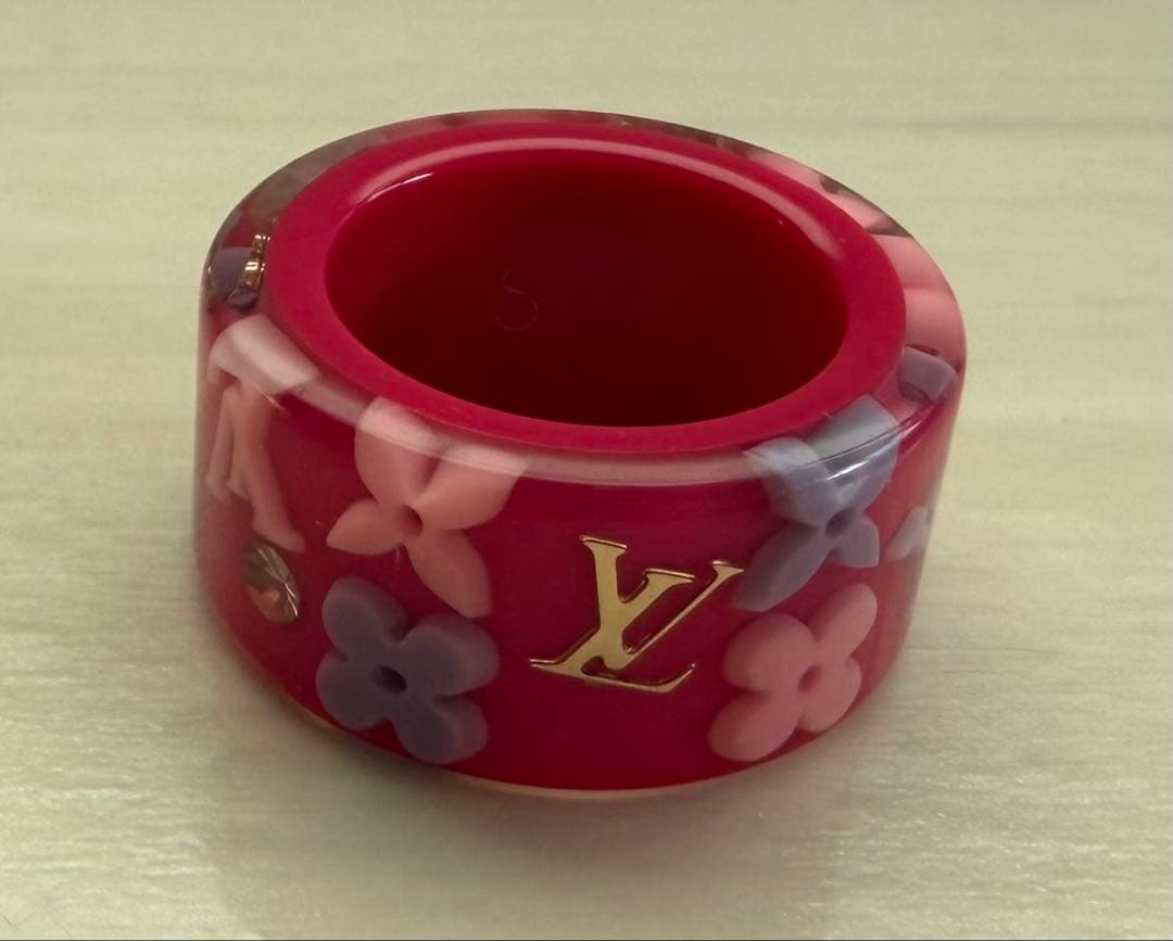 LOUIS VUITTON ルイヴィトン 花柄デザイン リング Sサイズ ピンク