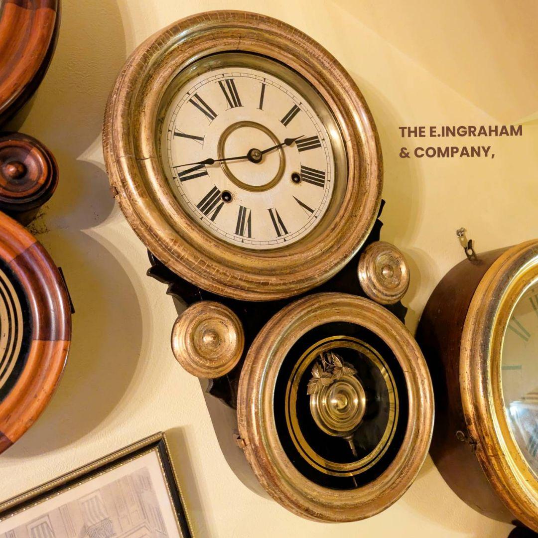 古時計　アンティーク掛時計　ダルマ掛時計　四つ丸掛時計　振り子時計　イングラハム
