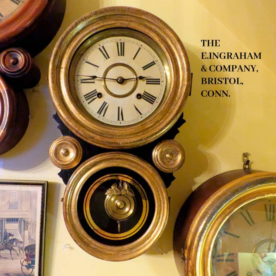 古時計　アンティーク掛時計　ダルマ掛時計　四つ丸掛時計　振り子時計　イングラハム