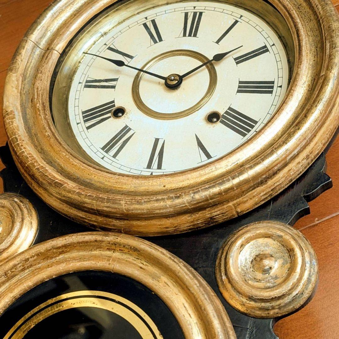 古時計　アンティーク掛時計　ダルマ掛時計　四つ丸掛時計　振り子時計　イングラハム