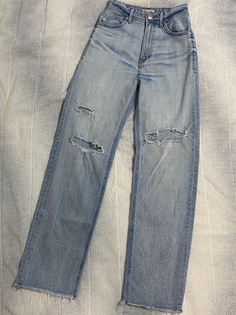 YANUK ヤヌーク ボーイズストレート\"LEA\" レア ダメージ　22 デニム