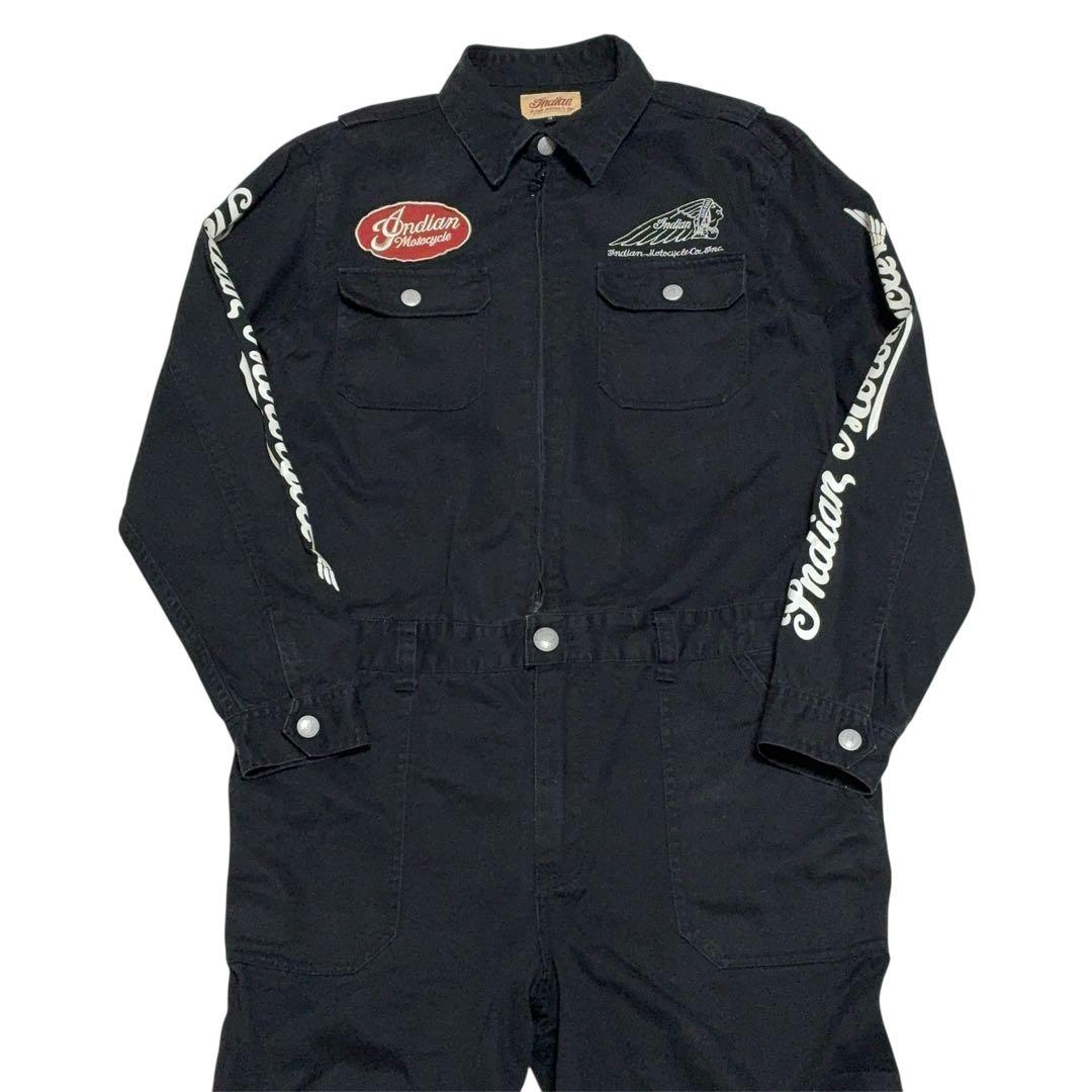 インディアンモーターサイクル オールインワン オーバーオール つなぎ ブラックM