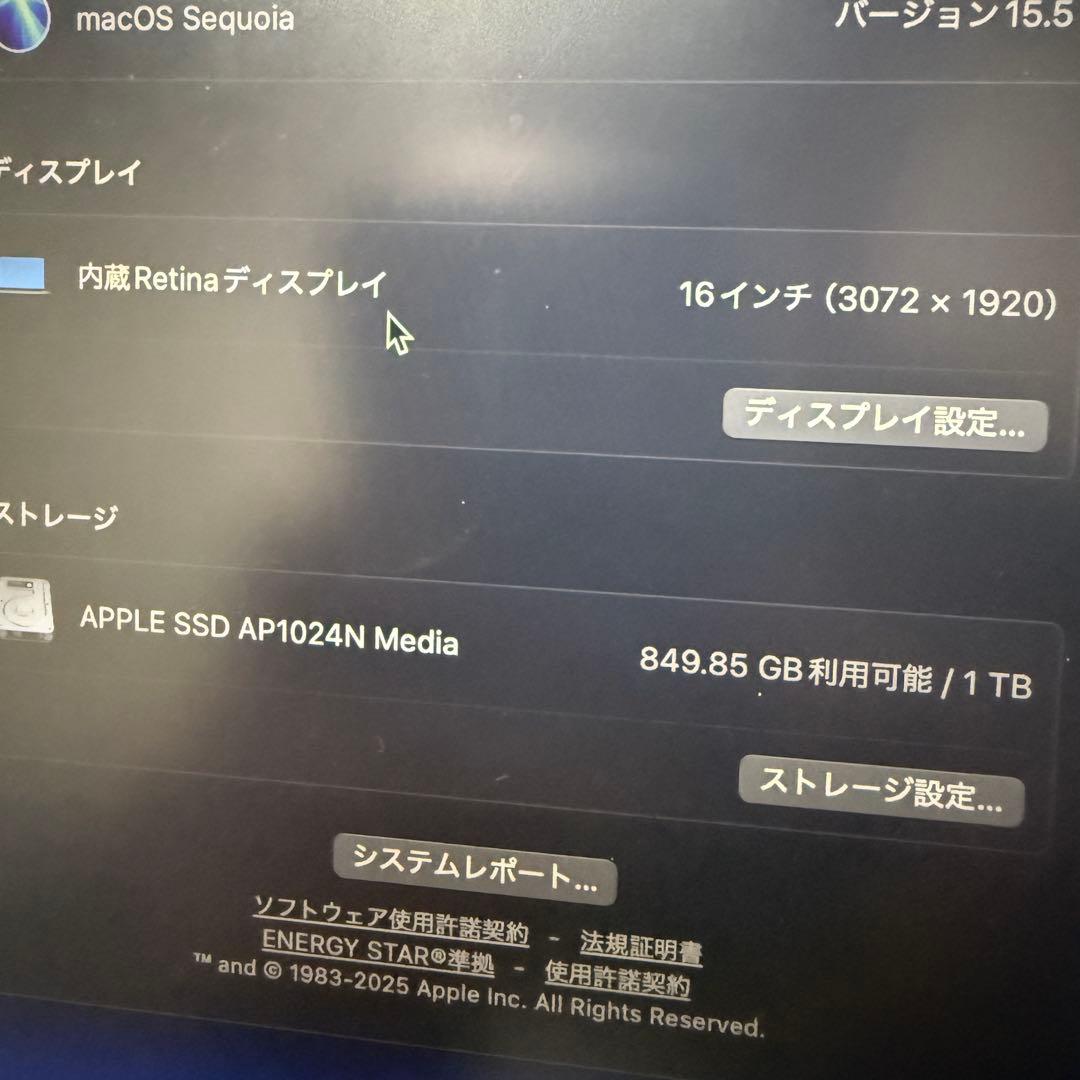 MacBook本体 MacBook Pro Intel /i9/32GB/1TB/5500M