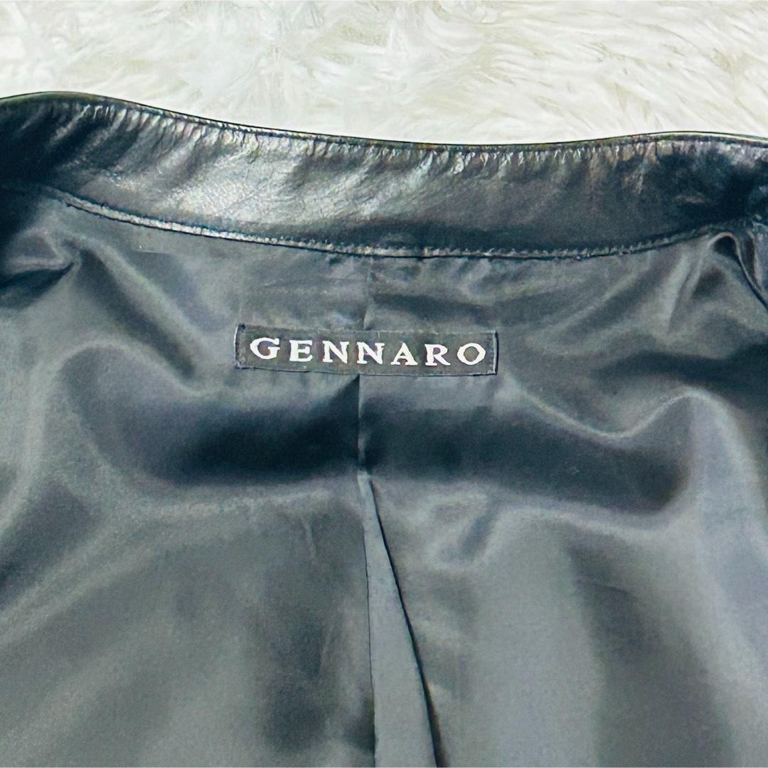 ジェンナロ レザー シングルライダース 牛革 ダブルジップ L ブラック