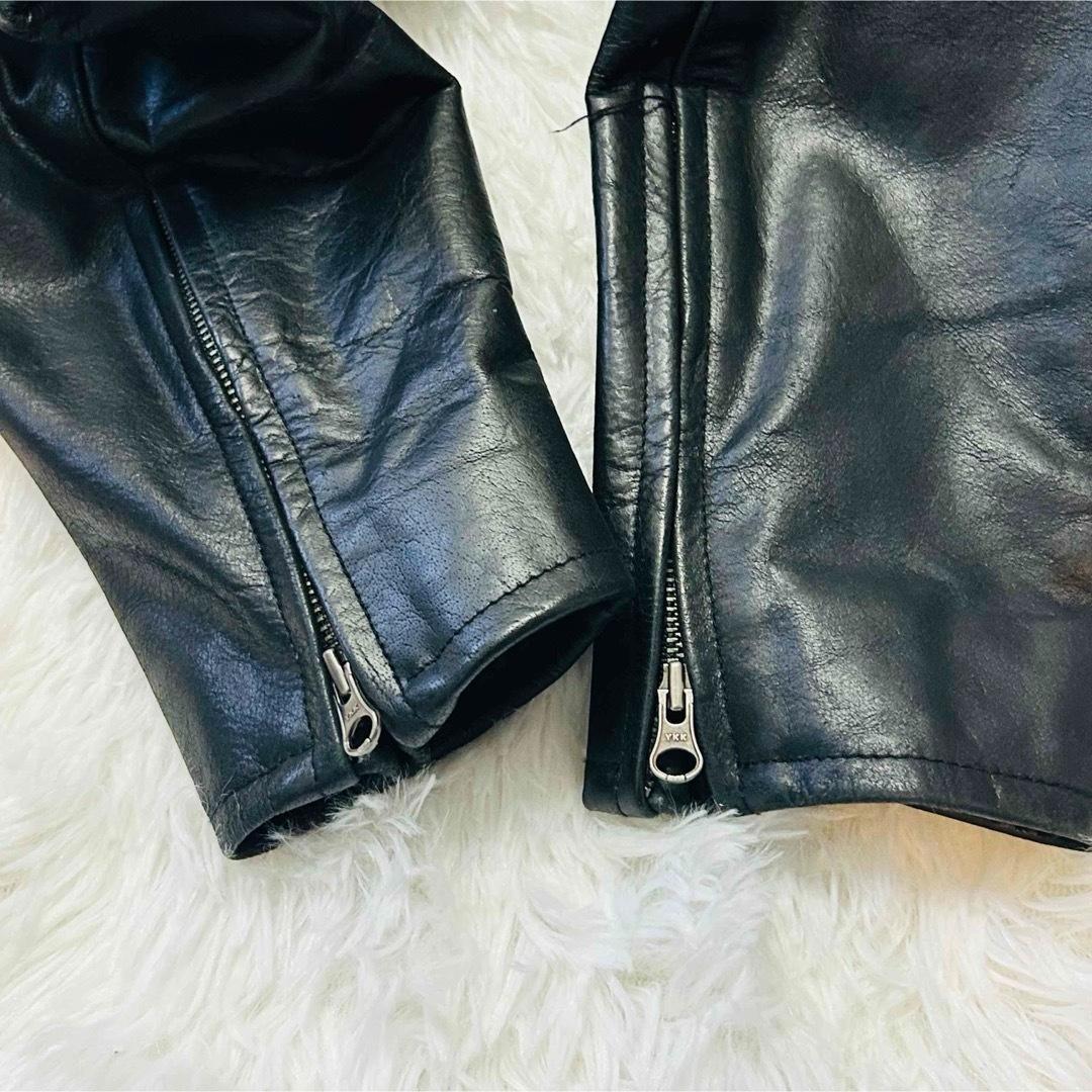 ジェンナロ レザー シングルライダース 牛革 ダブルジップ L ブラック