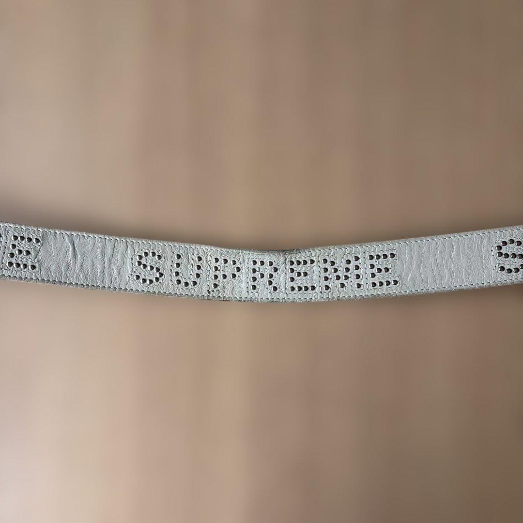 supreme シュプリーム　レザースタッズベルト　S/M 白